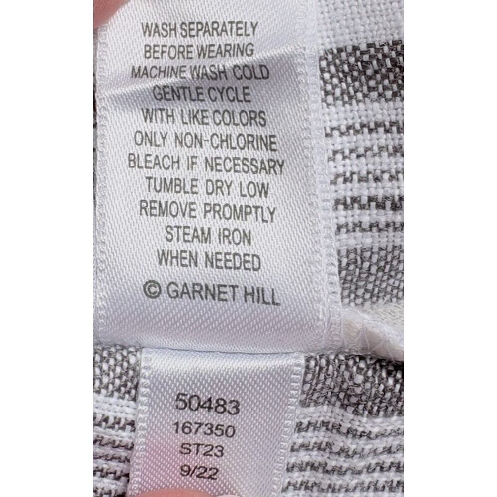 Garnet Hill Meraki Linen Shift Dress Gray White Stripe European Flax Coastal M - Picture 10 of 14